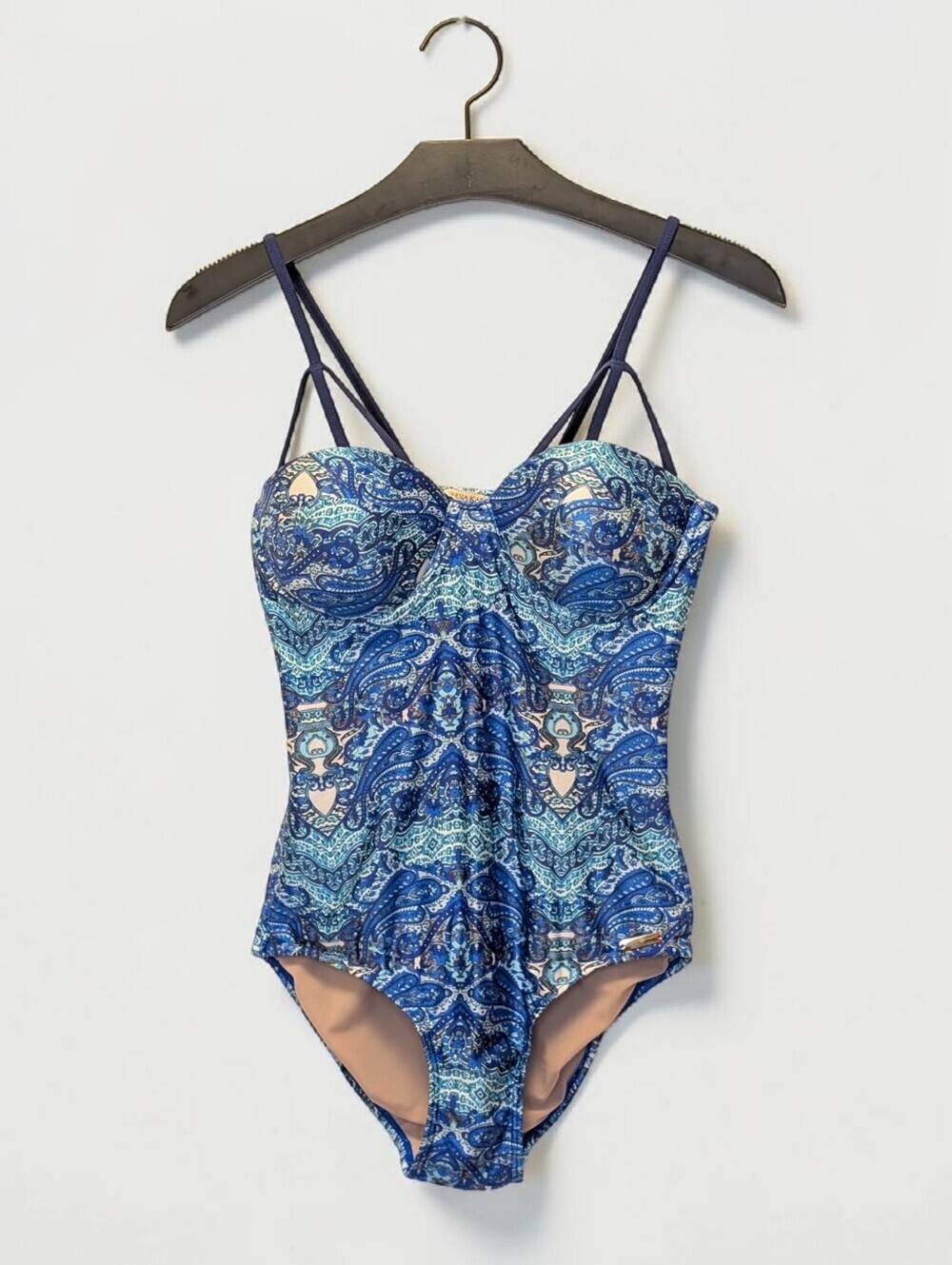Sinesia Karol Blue Paisley One Piece Swimsuit Luxury Resort Swimwear S